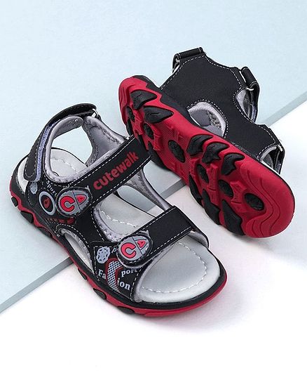 Cute Walk by Babyhug Sandals Velcro Closure - Red Black