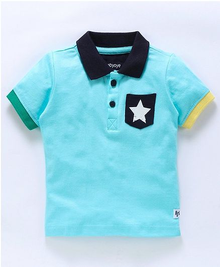 Babyoye Half Sleeves Tee Star Print - Blue