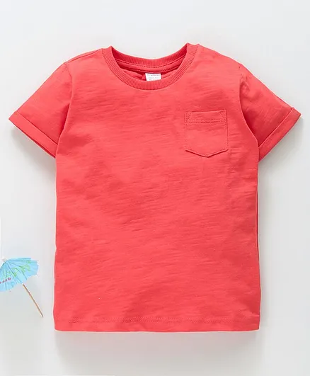 LC Waikiki Solid Half Sleeves Tee - Dark Coral