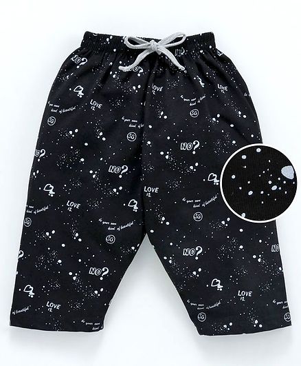 Doreme Knitted Capri Pant Love Print - Black