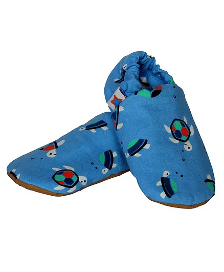 Skips Turtle Print Back Elastic Booties - Blue