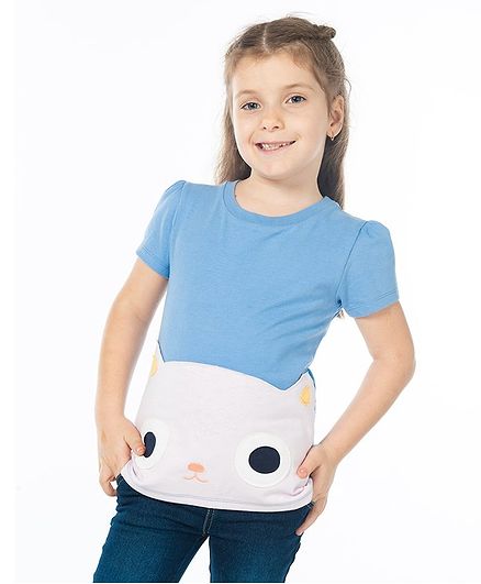 Cherry Crumble by Nitt Hyman Catch Patch Half Sleeves Top - Blue