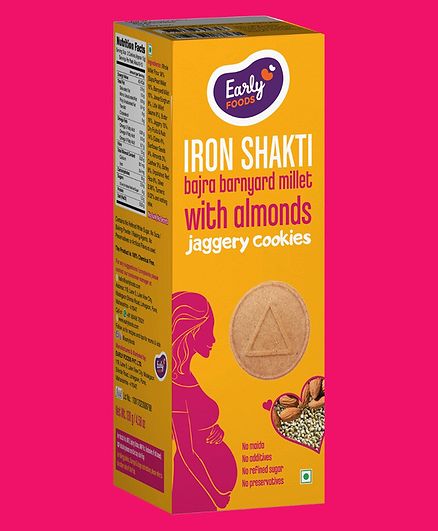 Early Foods Bajra & Barnyard Millet Jaggery Cookies with Almonds - 150 gm