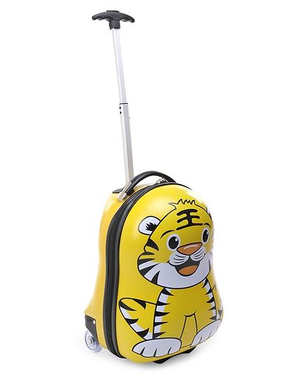 Baby Luggage Trolley Bag Baby Tiger Print Yellow - 18.5 inches