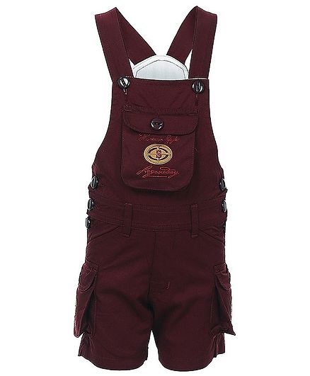 FirstClap Embroidered Sleeveless Dungaree - Maroon