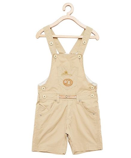 Firstclap Bird Patch Sleeveless Dungaree - Brown