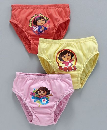 Red Rose Panties Dora The Explorer Print Pack of 3 - Orange Yellow Pink