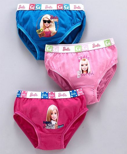 Red Rose Panties Barbie Print Pack of 3 - Blue Pink