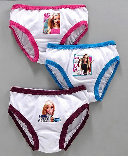 Red Rose Panties Barbie Print Pack of 3 - Pink Blue Maroon