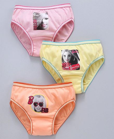 Red Rose Panties Barbie Print Pack of 3 - Pink Yellow Orange