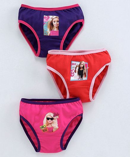 Red Rose Panties Barbie Print Panties Pack Of 3 - Pink Red & Purple