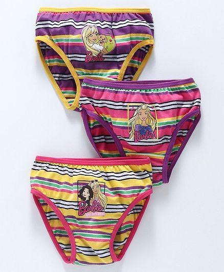 Red Rose Panties Barbie Print Pack of 3 - Yellow Pink Purple