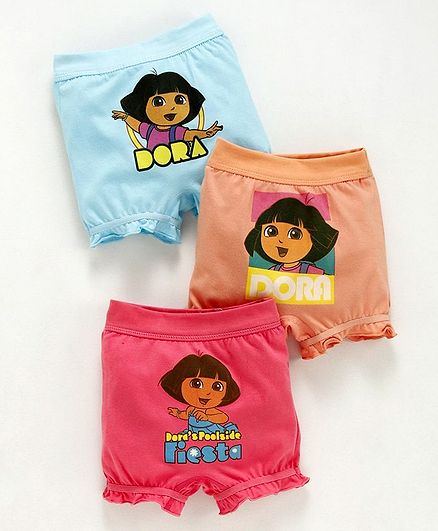 Red Rose Bloomers Dora Print Pack of 3 - Pink Peach Blue