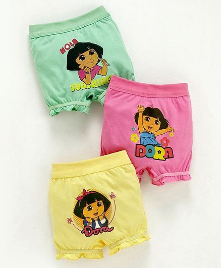 Red Rose Bloomers Dora Print Pack of 3 - Pink Yellow Green