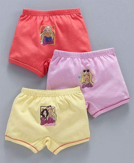 Red Rose Panties Barbie Print Pack of 3 - Orange Pink Yellow