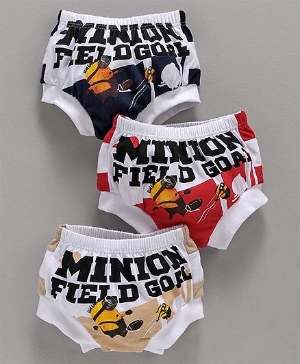 Red Rose Briefs Minion Print Pack of 3 - White Black