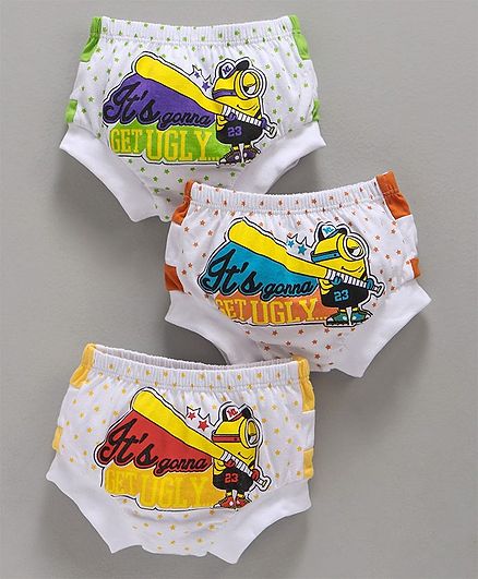 Red Rose Briefs Minion Print Pack of 3 - White Yellow