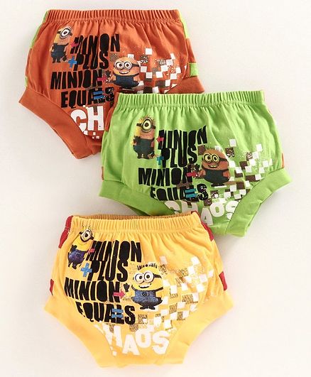 Red Rose Briefs Minion Print Pack of 3 - Green Orange Yellow