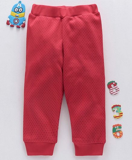 Babyhug Ankle Length Polka Dot Print Lounge Pant - Red