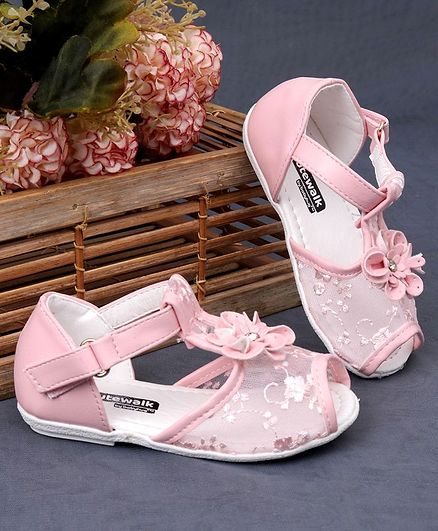 Cute Walk by Babyhug Peeptoes Flowers Embellishments - Light Pink