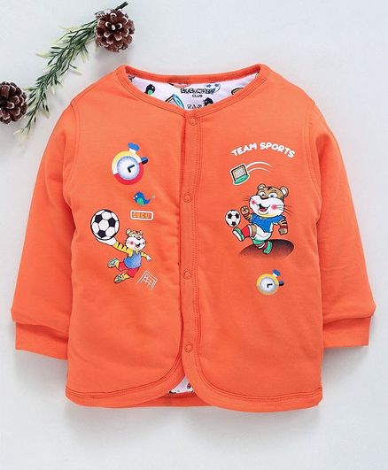 Cucumber Full Sleeves Vest Animal Print - Orange