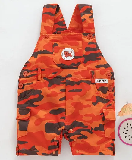 marshmallow Sleeveless Camouflage Dungaree Style Romper - Orange