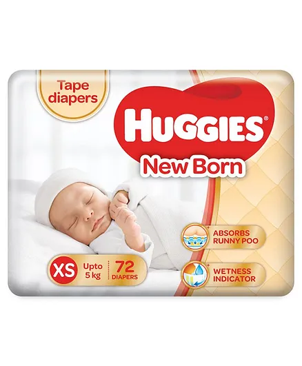 Huggies Taped Diapers For New Born -72 Pieces