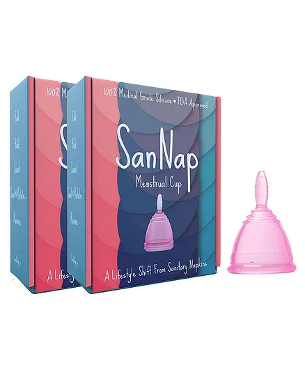 SanNap Reusable Silicone Menstrual Cup Small Size Pack of 2 - Pink