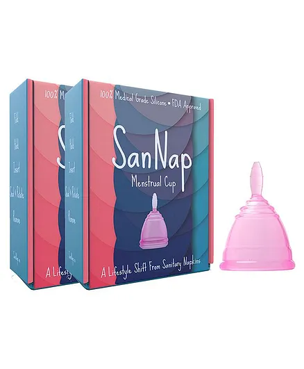 SanNap Reusable Silicone Menstrual Cup Medium Size Pack of 2 - Pink