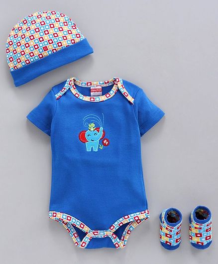 Fisher Price Cap Booties & Body Suit Giraffe Print - Dark Blue