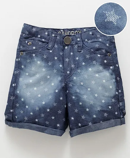 The Sandbox Clothing Co Star Print Rolled Up Hem Shorts - Blue