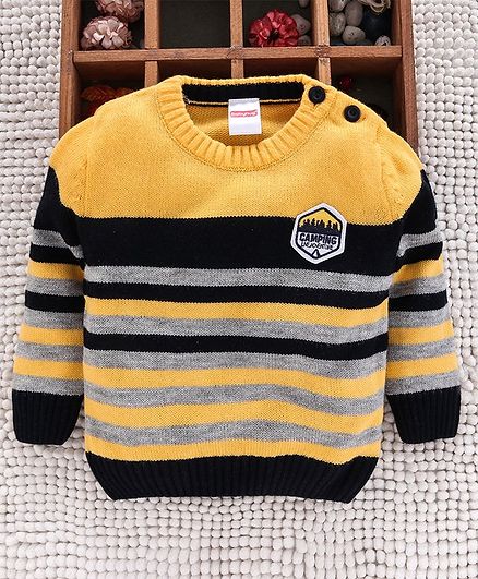 Babyhug Full Sleeves Sweater Stripe Design - Yellow