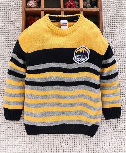 Babyhug Full Sleeves Sweater Stripe Design - Yellow