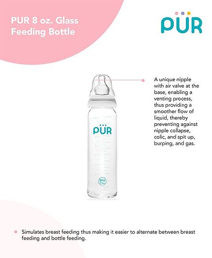 Pur Glass Feeding Bottle - 240ml