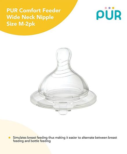 Pur Comfort Feeder Wide Neck Nipple Size M - 2pk