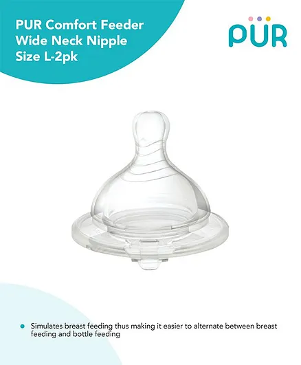 Pur Comfort Feeder Wide Neck Nipple Size L - 2pk