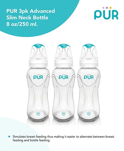 Pur Advanced Slim Neck Feeding Bottles Pack of 3 - 250 ml