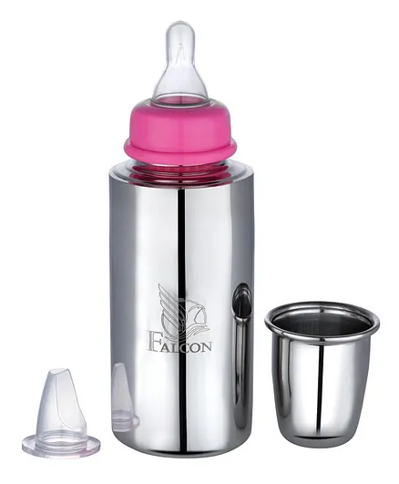 Falcon Narrow Mouth Steel Baby Bottle Pink - 300 ml