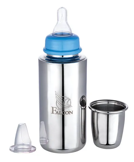 Falcon Narrow Mouth Steel Baby Bottle Blue - 300 ml