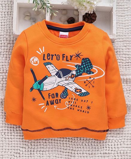 Babyhug Full Sleeves Sweatshirt Graphic Print - Orange