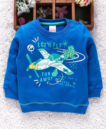 Babyhug Full Sleeves Sweatshirt Graphic Print - Blue