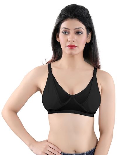 Fabme Solid Seamless Nursing Bra - Black