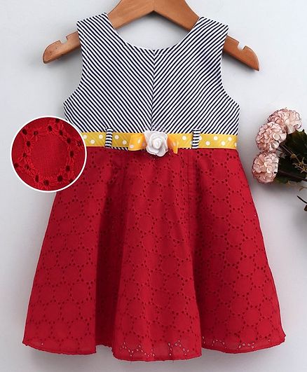 Enfance Core Striped Sleeveless Dress - Red