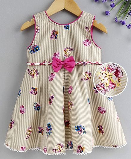 Enfance Core Flower Print Sleeveless Dress - Pink