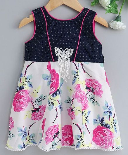Enfance Core Sleeveless Rose Print Dress - Pink