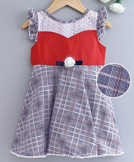 Enfance Core Checked Sleeveless Dress - Red