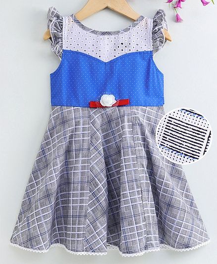 Enfance Core Checked Sleeveless Dress - Blue