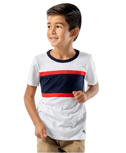 Cherry Crumble by Nitt Hyman Half Sleeves Colour Block Tee - White