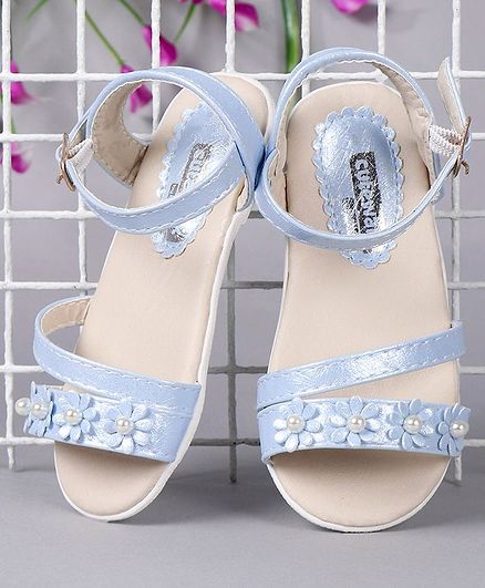 Cute Walk by Babyhug Party Wear Sandals Floral Motif - Blue
