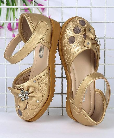 Cute Walk by Babyhug Floral Embellished Party Wear Bellies - Golden